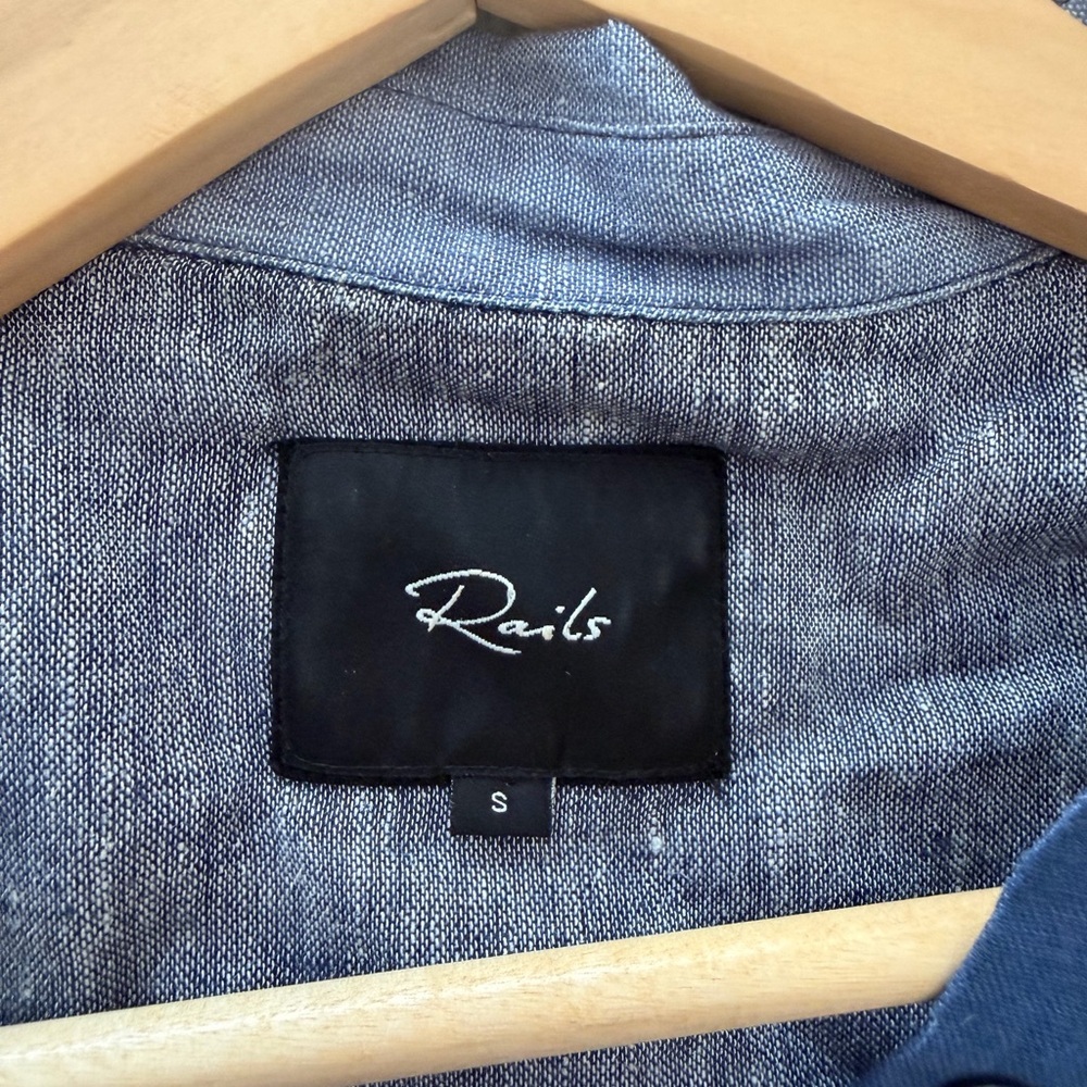 Rails Revolve Patchwork Two-Tone Blue Button-Down… - image 5